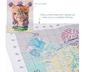 Kit de Point de Croix Imprimé Alpagas 40x48,5 cm – Trimits - Kit Broderie Extra-Large Idéal pour les Passionnés