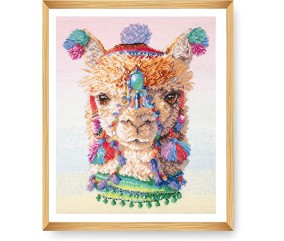 Kit de Point de Croix Imprimé Alpagas 40x48,5 cm – Trimits - Kit Broderie Extra-Large Idéal pour les Passionnés