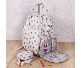 Sac à dos de voyage multi-rangements motif abeille - 30 x 24 x 43 cm – Spécial couture, tricot, crochet,... - Hobby Gift