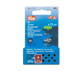 Boutons pression Jersey Prym – Ø 12 mm – 11 couleurs éclatantes pour tissus fins et extensibles