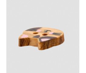 Bouton en bois motif animaux de la ferme 2 trous Prym – Ø 15 mm – Bois d’olivier naturel & design ludique