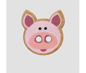 Bouton en bois motif animaux de la ferme 2 trous Prym – Ø 15 mm – Bois d’olivier naturel & design ludique