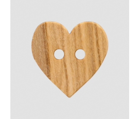 Bouton en forme de cœur – Bois d’olivier naturel – 2 trous – 12 mm – Prym