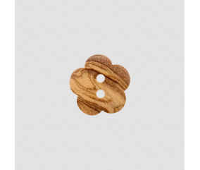 Bouton en forme de fleur – Bois d’olivier naturel – 2 trous – 15 mm – Prym