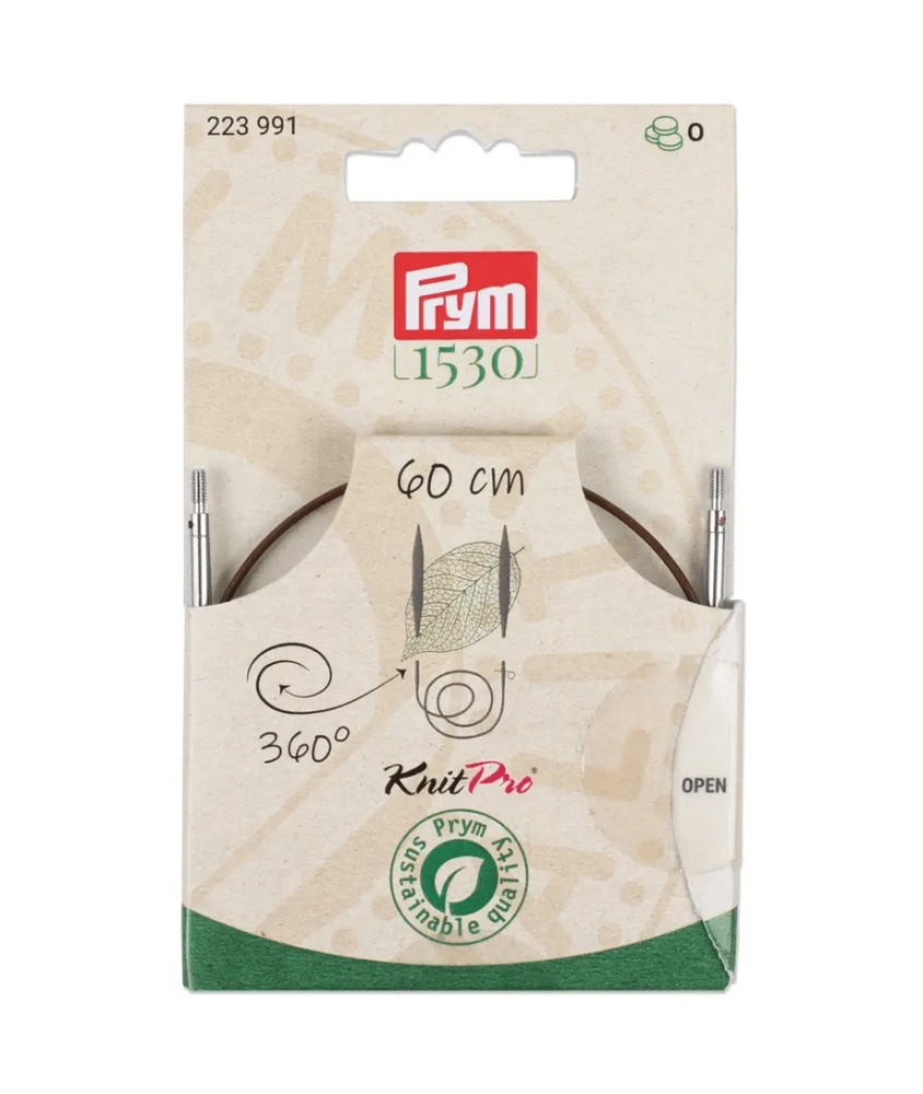 Câble rotatif 360° Natural Prym – Cordon en acier avec revêtement nylon pour aiguilles interchangeables