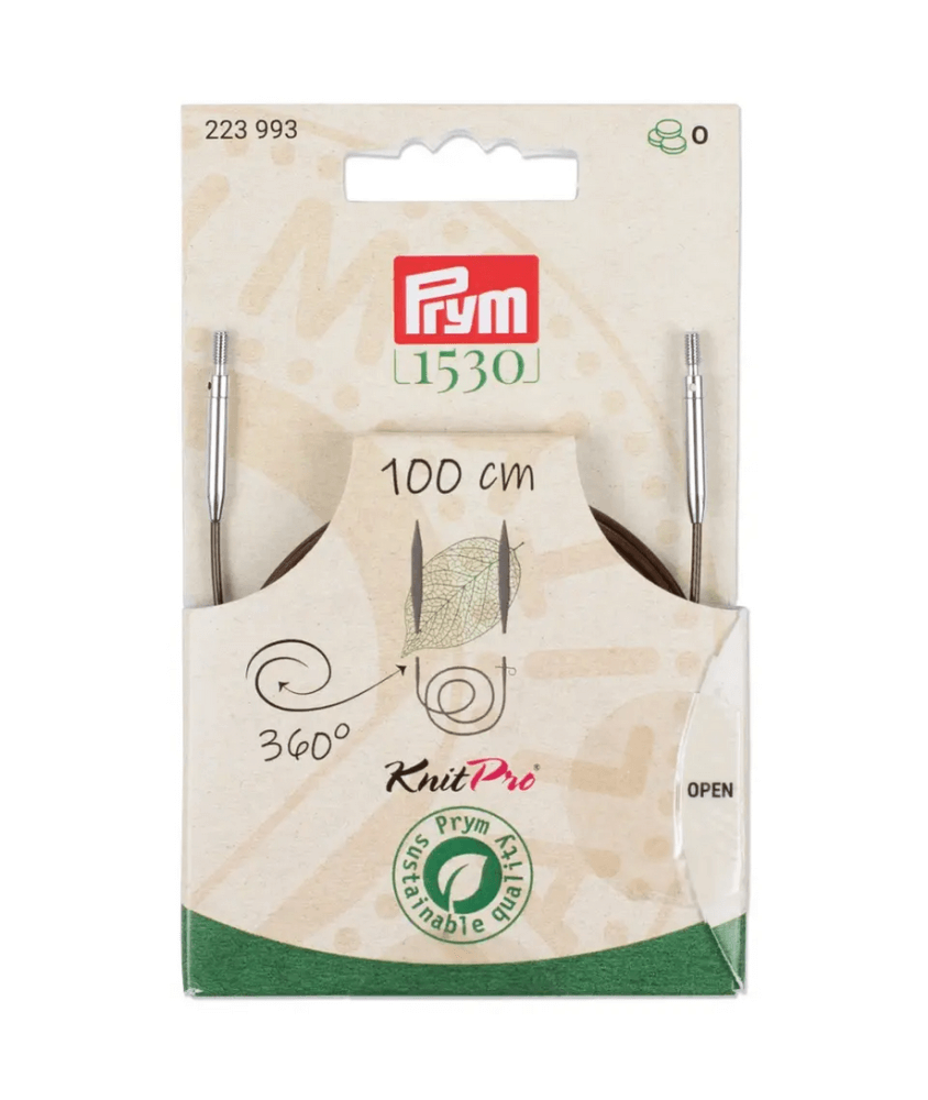 Câble rotatif 360° Natural Prym – Cordon en acier avec revêtement nylon pour aiguilles interchangeables