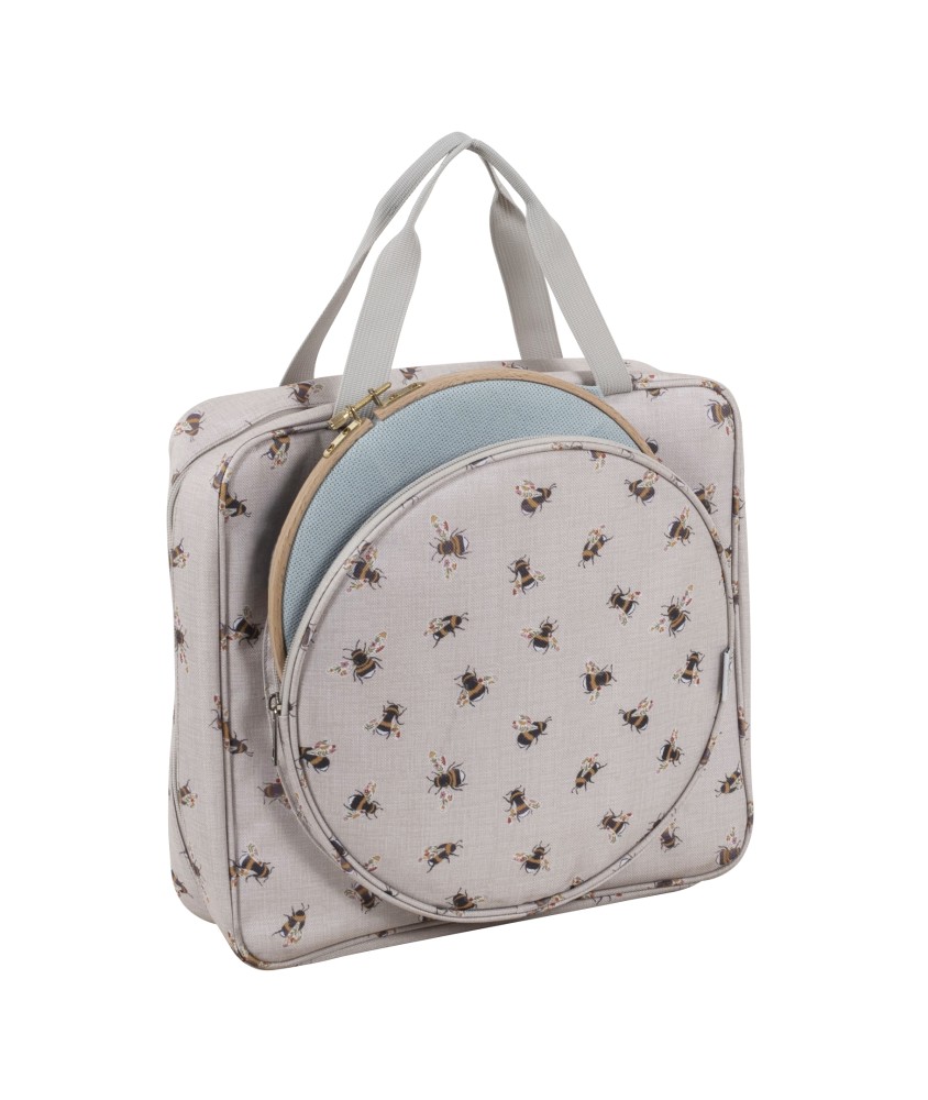 Sac de rangement pour cerceaux de broderie – Motif Abeille – Hobby Gift (12 x 35 x 35 cm)