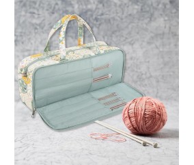 Sac à ouvrage pour tricot avec rangement aiguilles – Motif Abeille Patchwork – Hobby Gift (13 x 45 x 18 cm)
