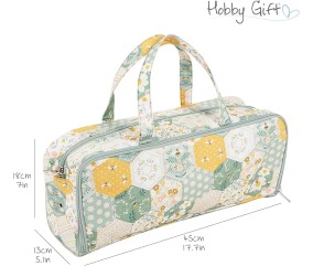 Sac à ouvrage pour tricot avec rangement aiguilles – Motif Abeille Patchwork – Hobby Gift (13 x 45 x 18 cm)