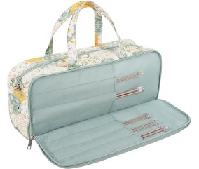 Sac à ouvrage pour tricot avec rangement aiguilles – Motif Abeille Patchwork – Hobby Gift (13 x 45 x 18 cm)