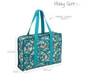 Sac tout-en-un à ouvrage – Motif Oiseaux – Hobby Gift (26,5 x 10 x 34,5 cm)