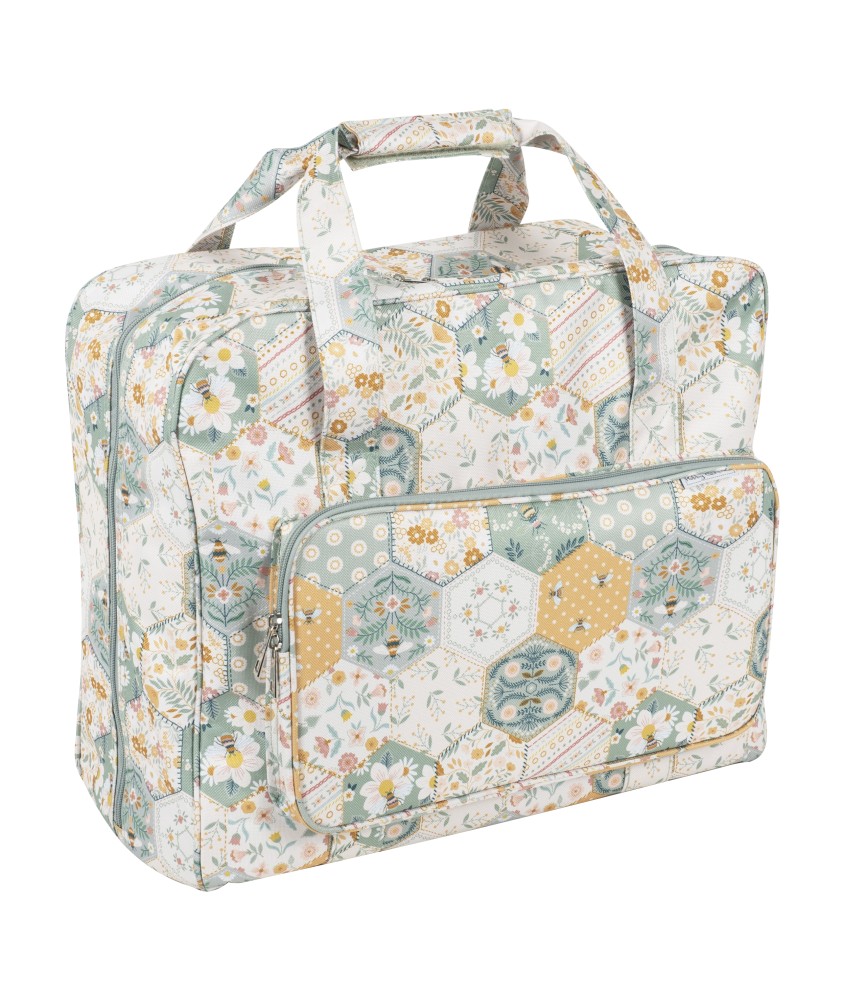 Sac pour machine à coudre – Motif Abeille Patchwork – Hobby Gift (20 x 44 x 38 cm)