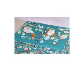 Boîte à couture double ouverture - motif oiseaux – Hobby Gift (21 x 30,5 x 19,5 cm)
