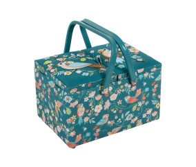 Boîte à couture double ouverture - motif oiseaux – Hobby Gift (21 x 30,5 x 19,5 cm)