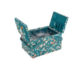 Boîte à couture double ouverture - motif oiseaux – Hobby Gift (21 x 30,5 x 19,5 cm)
