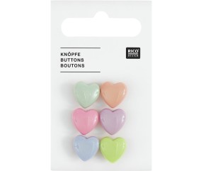 Carte de 6 boutons cœurs - 11 x 11 mm – Rico Design