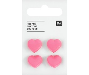 Carte de 4 boutons cœurs – 15 x 15 mm – Rico Design
