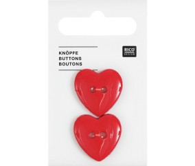 Carte de 2 boutons cœurs – 22 x 22 mm – Rico Design