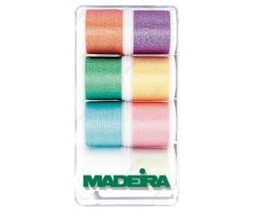 Boîte de 8 Bobines de 200m Metallic Opal – Madeira - Fil Métallique Pastel pour Broderie Machine et Couture Décorative