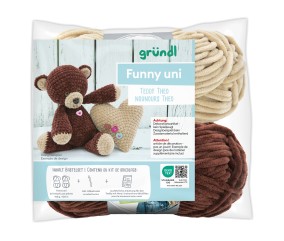Kit de crochet Gründl Teddy le Nounours – Créez votre ours en coton 100 % doux en fil Funny certifié OEKO-TEX
