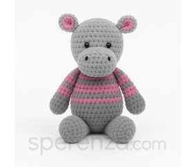 Kit de crochet Gründl Nelly l’Hippopotame – Créez votre hippo amigurumi en 100 % coton en fil Funny certifié OEKO-TEX