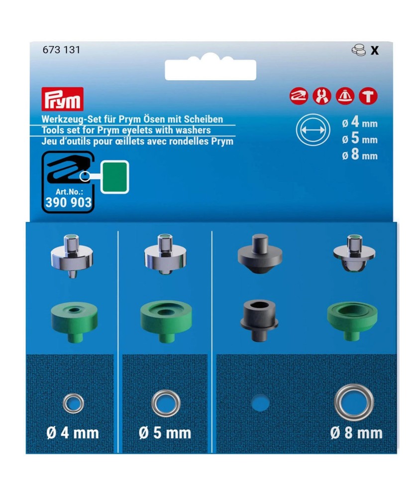 Jeu d’outils pour œillets avec rondelles Ø 4, 5 & 8 mm – Prym – Accessoires pour Vario Creative Tool Jeu d’outils pour œillets avec rondelles Ø 4, 5 & 8 mm – Prym – Accessoires pour Vario Creative Tool
