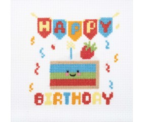 Mini Kit Point de Croix Joyeux Anniversaire - 9,2 x 13 cm - Trimits