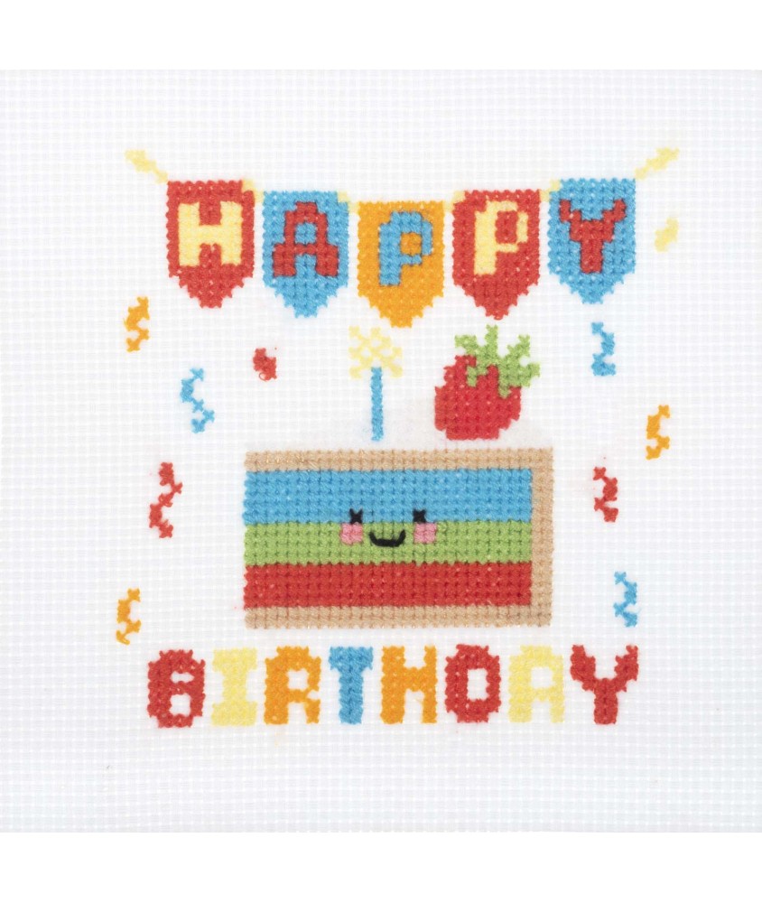 Mini Kit Point de Croix Joyeux Anniversaire - 9,2 x 13 cm - Trimits Mini Kit Point de Croix Joyeux Anniversaire - 9,2 x 13 cm - Trimits