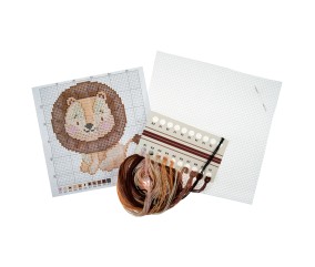 Mini Kit Point de Croix Lion - 12 x 12 cm - Trimits