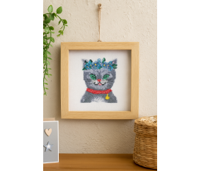 Mini Kit Point de Croix "Miaou" - 9,2 x 13 cm - Trimits