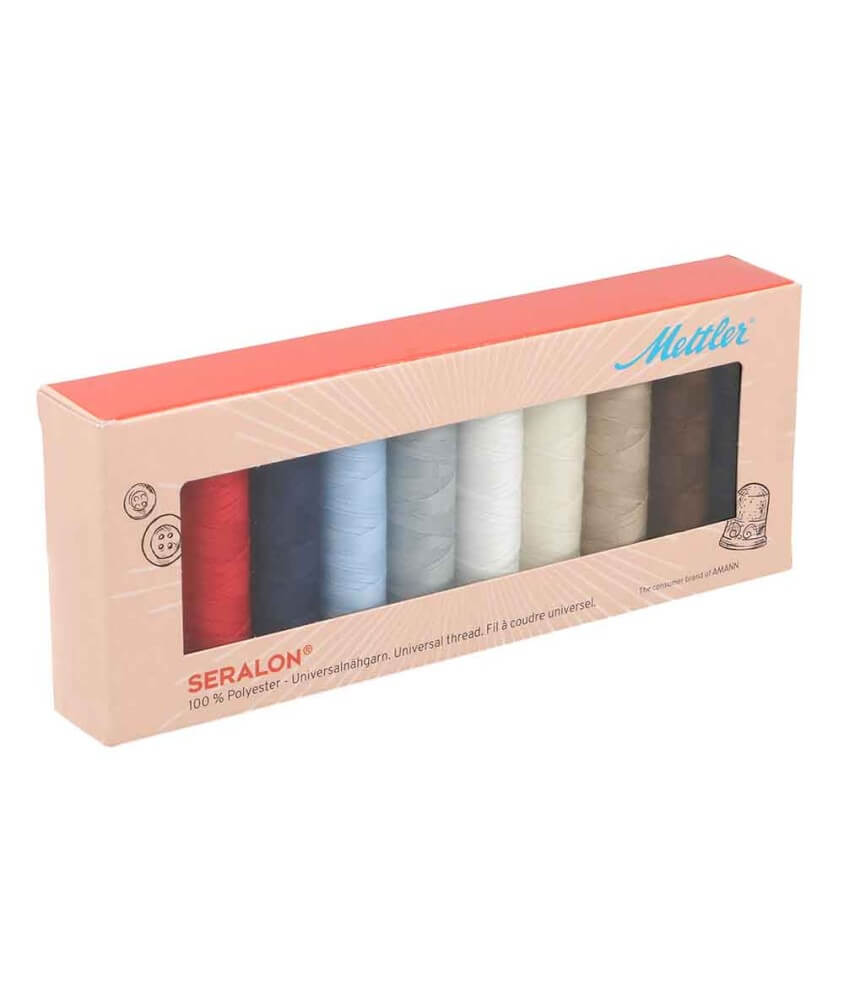 Kit de 10 Bobines de Fil à coudre Seralon 100 m – METTLER Kit de 10 Bobines de Fil à coudre Seralon 100 m – METTLER