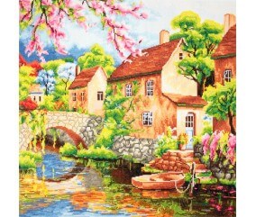 Kit de Point de Croix Extra Large Maison - 50 x 50 cm – Trimits - Kit Broderie Extra-Large Idéal pour les Passionnés