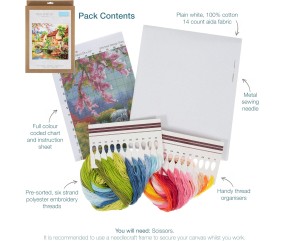 Kit de Point de Croix Extra Large Maison - 50 x 50 cm – Trimits - Kit Broderie Extra-Large Idéal pour les Passionnés
