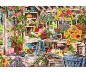 Kit Point de Croix Extra-Large Le Paradis du Jardinier - 66 x 51 cm – Trimits - Idéal pour les Passionnés