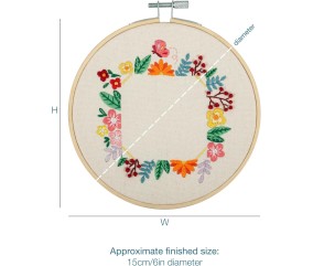 Kit de Broderie Cadre Photo Fleurs avec cercle en bois de 15 cm – Trimits