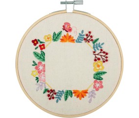Kit de Broderie Cadre Photo Fleurs avec cercle en bois de 15 cm – Trimits