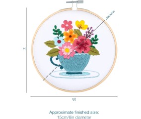 Kit de Broderie Printemps Floral avec cercle en bois de 15 cm – Trimits