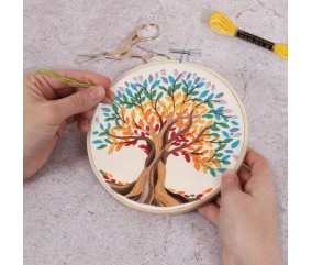 Kit de Broderie “L’Arbre de Vie” avec Cercle en Bambou 15 cm – Trimits