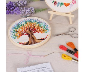 Kit de Broderie “L’Arbre de Vie” avec Cercle en Bambou 15 cm – Trimits