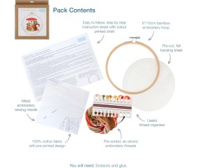 Kit de Broderie Écureuil – Cercle Bambou 15 cm – Trimits