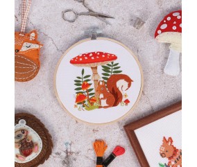 Kit de Broderie Écureuil – Cercle Bambou 15 cm – Trimits