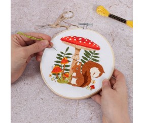 Kit de Broderie Écureuil – Cercle Bambou 15 cm – Trimits