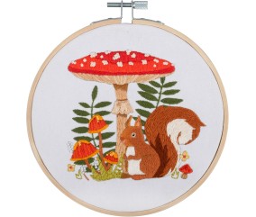 Kit de Broderie Écureuil – Cercle Bambou 15 cm – Trimits
