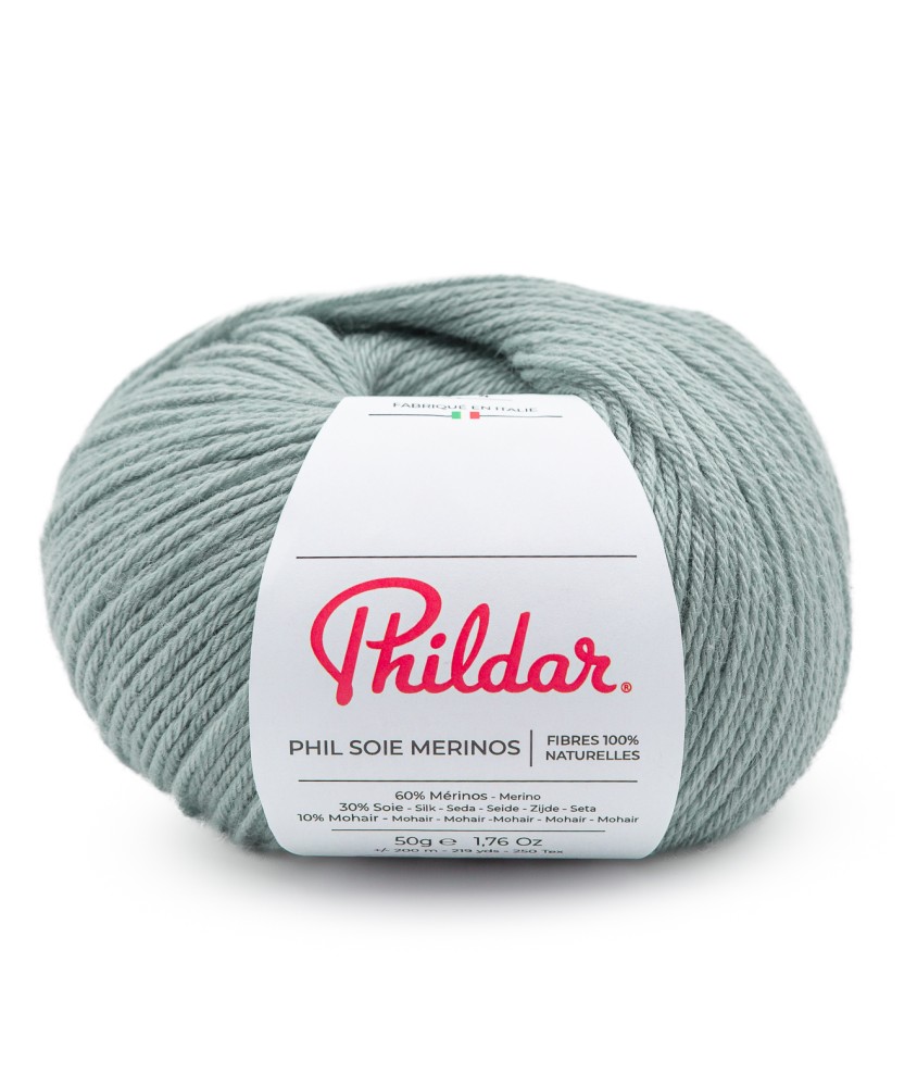 Fil à tricoter laine Mérinos Extrafine, Soie et Mohair - PHIL SOIE MERINOS – Phildar Fil à tricoter laine Mérinos Extrafine, Soie et Mohair - PHIL SOIE MERINOS – Phildar