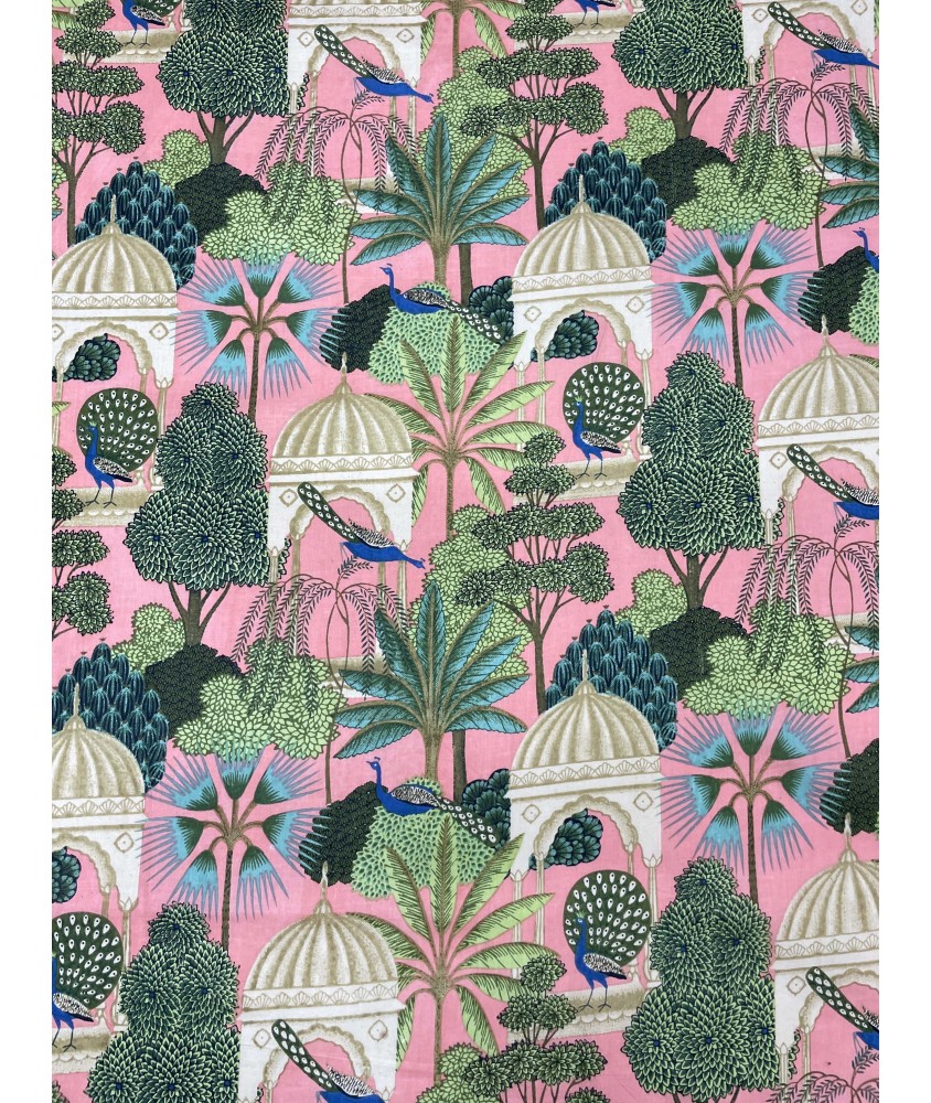 Tissu indien Taj-mahal rose Tissu indien Taj-mahal rose