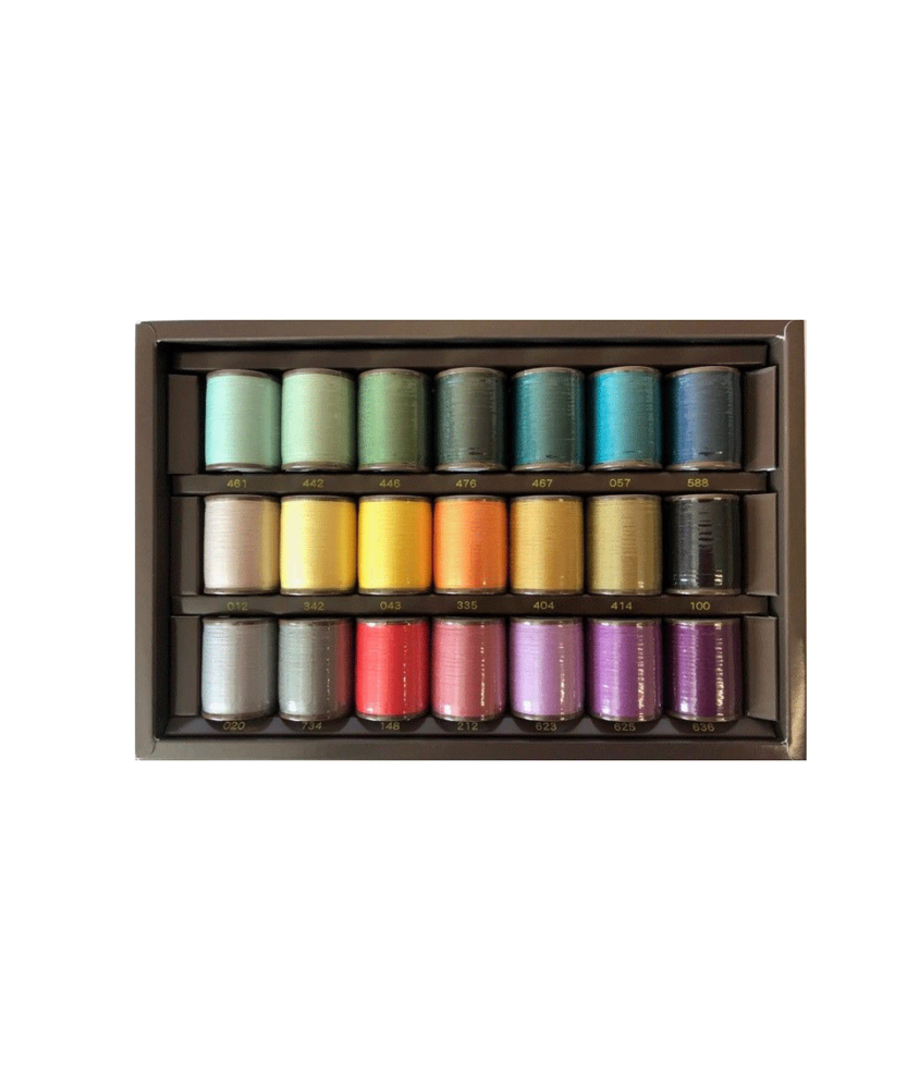 Coffret Brother CYT21 – 21 Fils à Broder Polyester – Couleurs Premium – Accessoire Officiel Brother