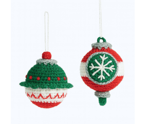 Kit de crochet Ricorumi Variation Argent – Boules de Noël festives x2 – Rico Design