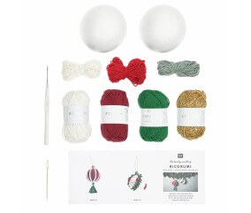 Kit de crochet Ricorumi Variation Or – Boules de Noël festives x2 – Rico Design