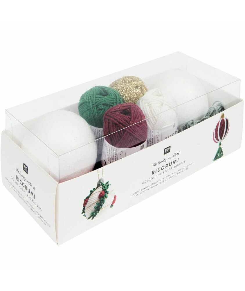 Kit de crochet Ricorumi Variation Or – Boules de Noël festives x2 – Rico Design