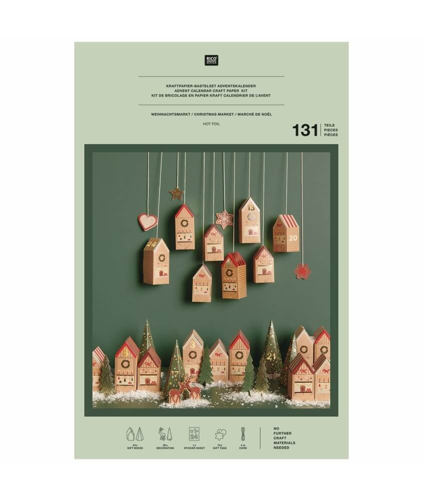 Kit de Bricolage Calendrier de l’Avent – Maisons & Sapins à Personnaliser – Rico Design